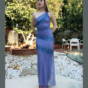 Periwinkle Full Length Sequined GOWN, honey!